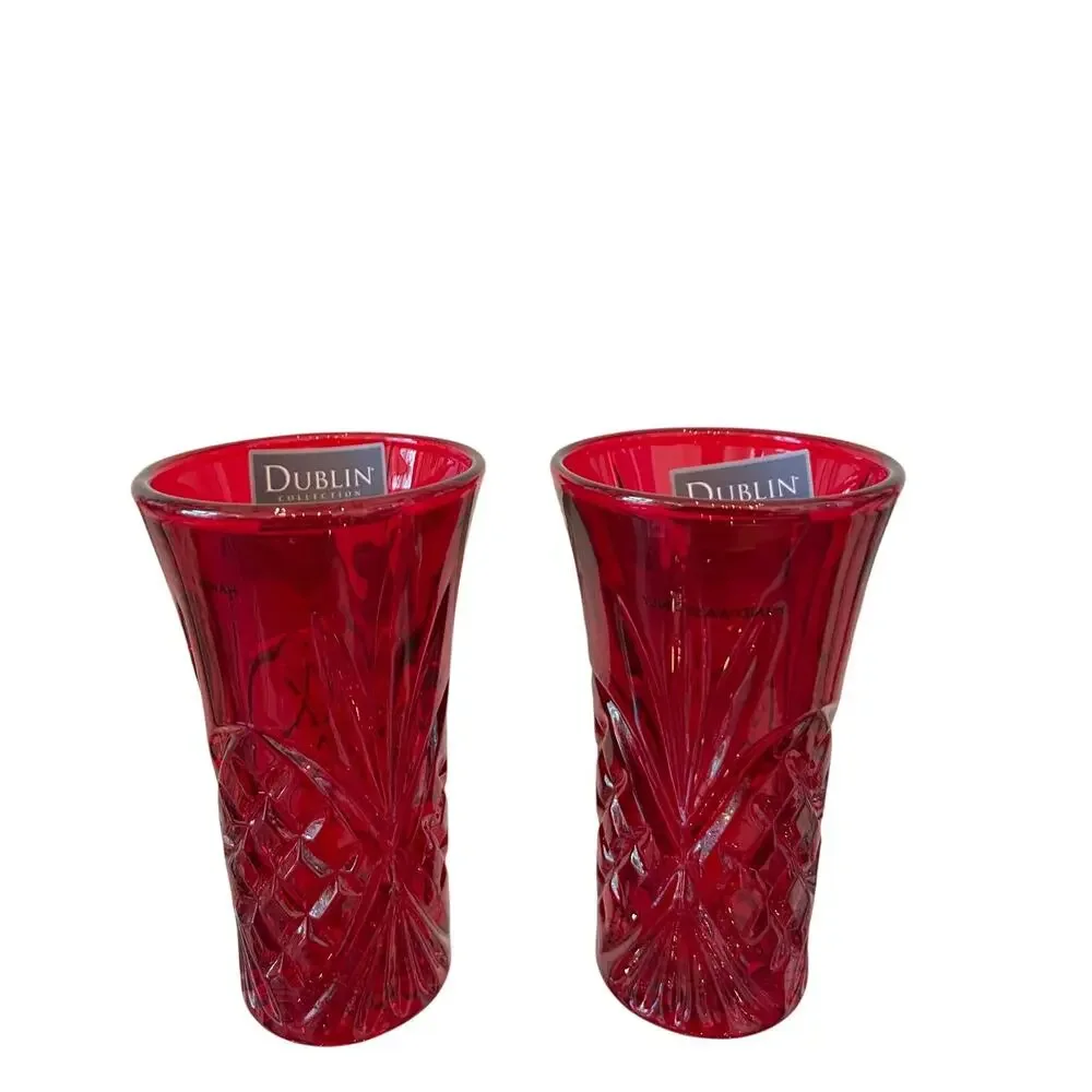 NEW Godinger Dublin Ruby Red Crystal Shot Glasses Set of 6 Holiday Barware